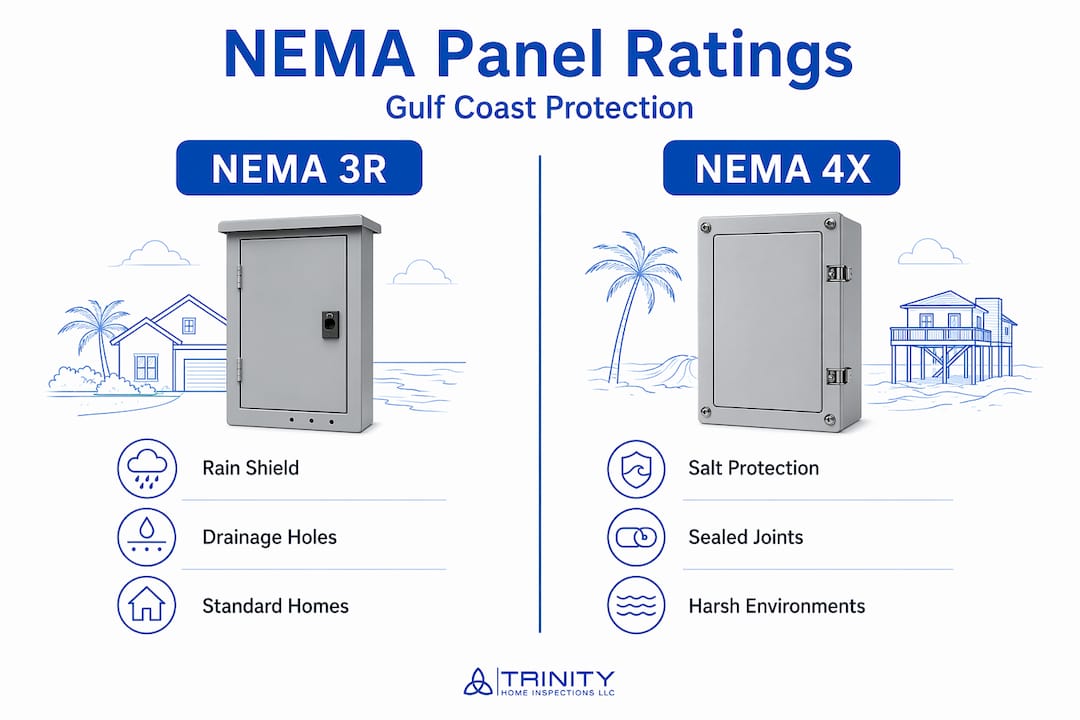 Infographic comparing NEMA 3R and 4X panel features