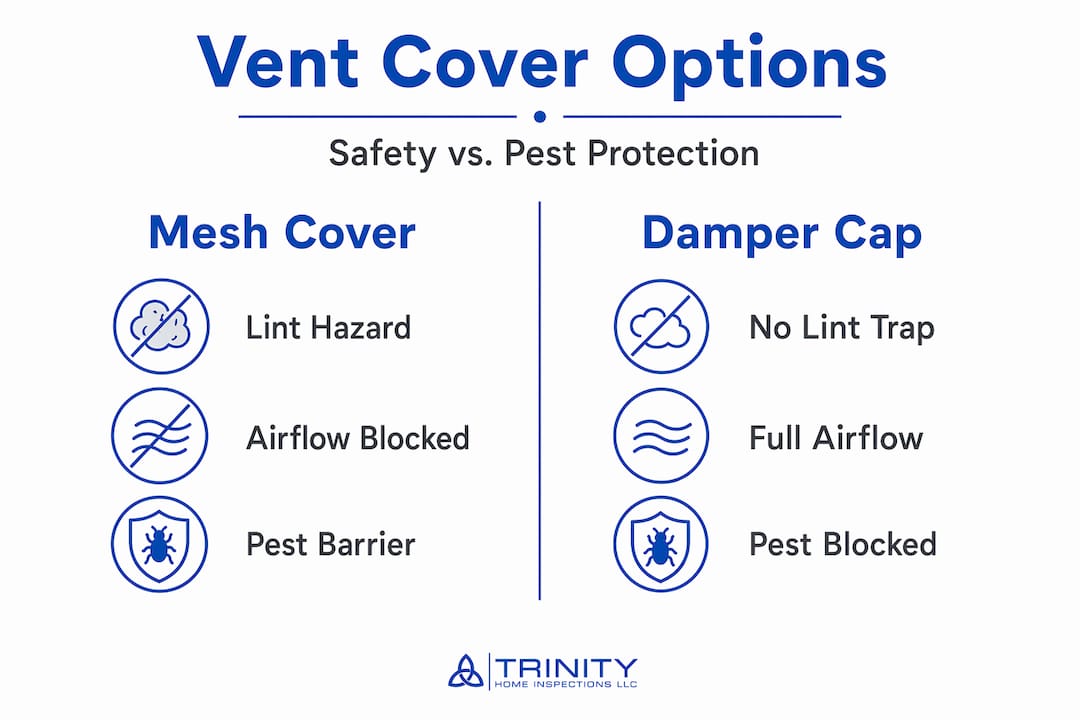 Infographic comparing mesh covers and damper caps