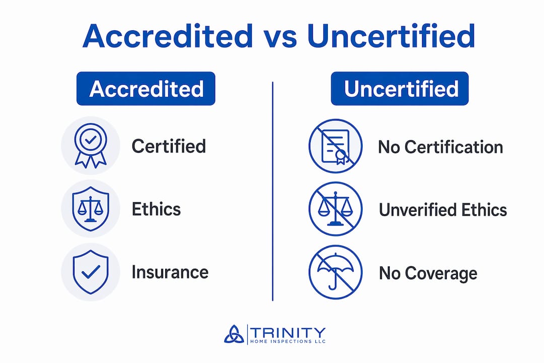 Infographic comparing accredited and uncertified home inspectors