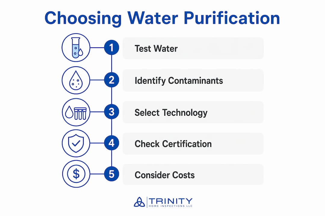 Infographic outlining steps to choose water purification system