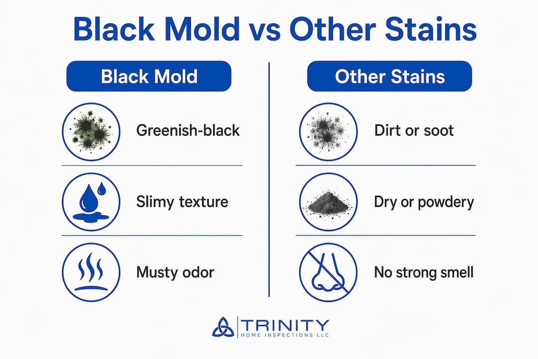 Infographic comparing black mold and other common stains