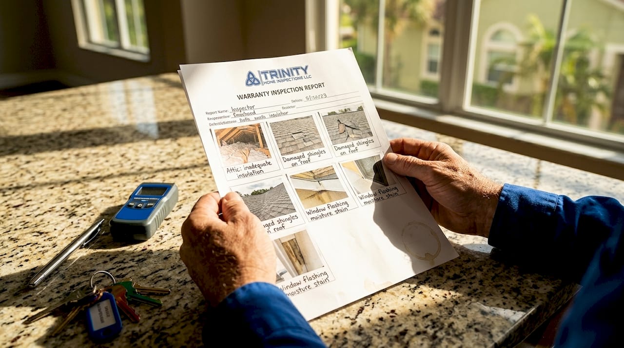 Warranty inspection report on kitchen counter