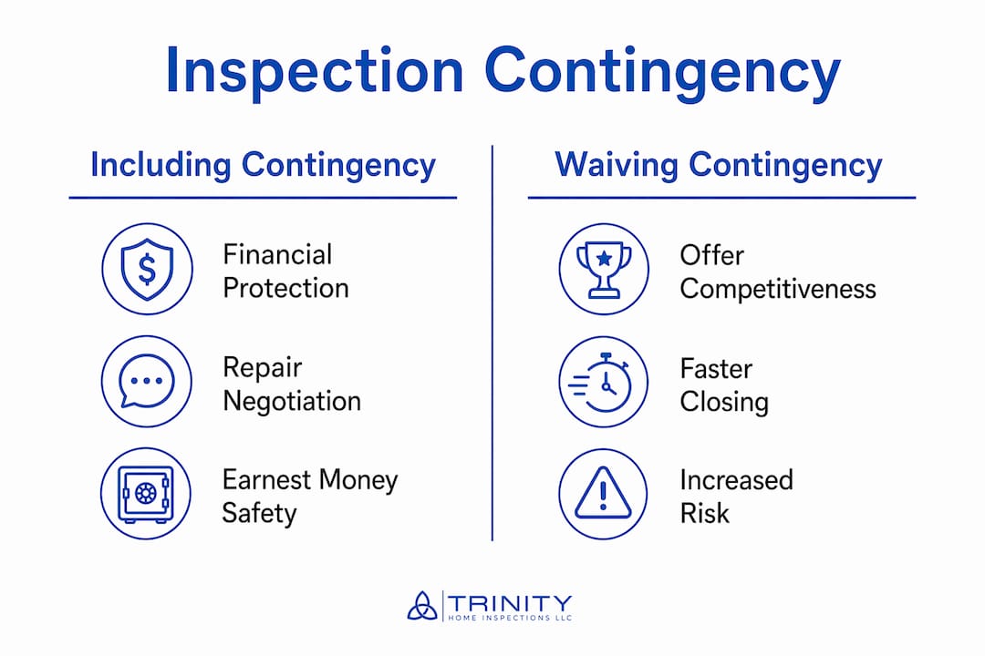 Infographic contrasting including versus waiving inspection contingencies