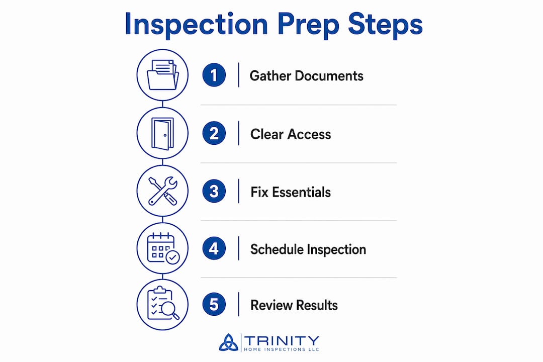 Infographic detailing steps to prepare for home inspection