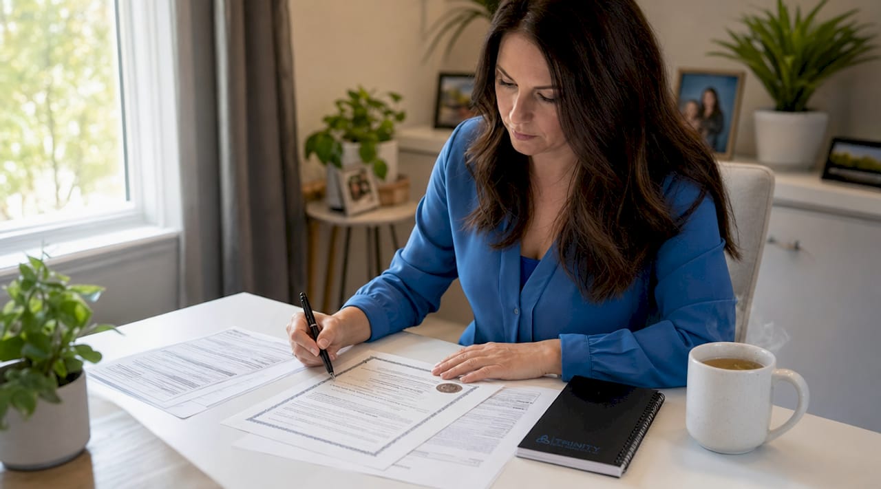 Loan officer reviewing foundation certificate documents