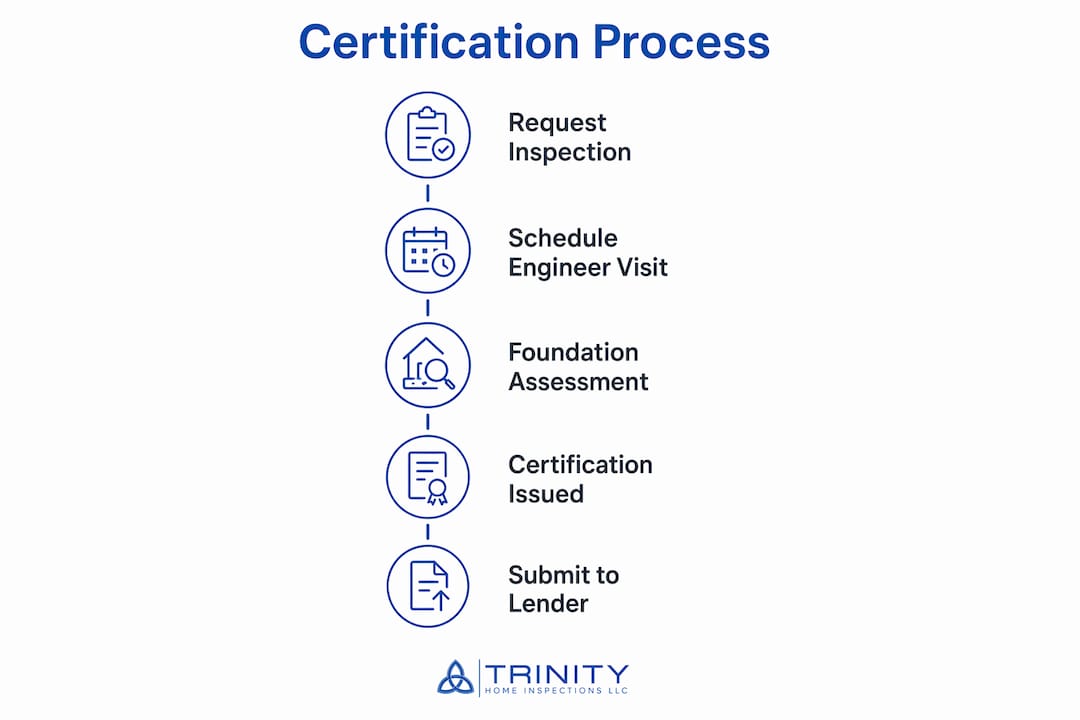 Infographic outlining manufactured home foundation certification steps