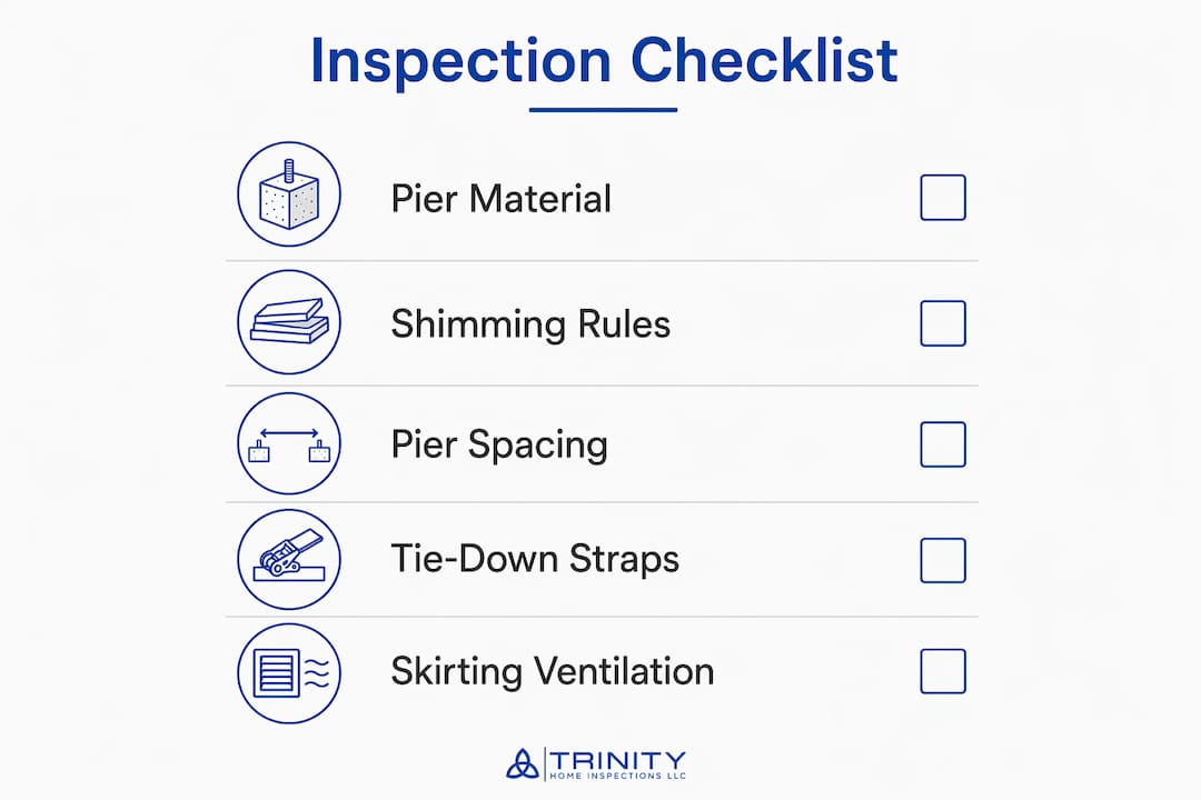 Infographic showing mobile home inspection checklist steps