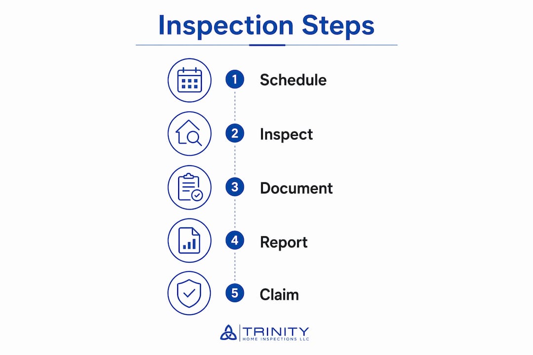 Infographic outlining steps for warranty inspection