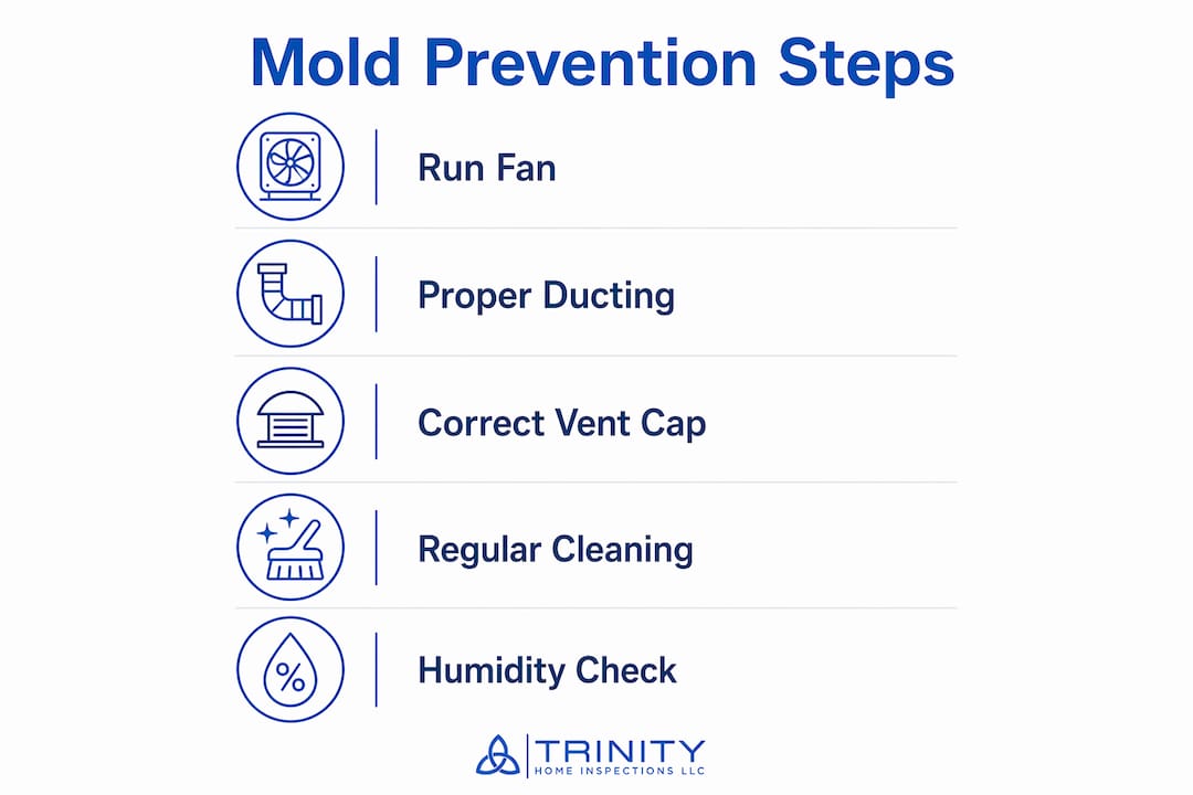 Infographic highlighting bathroom mold prevention steps