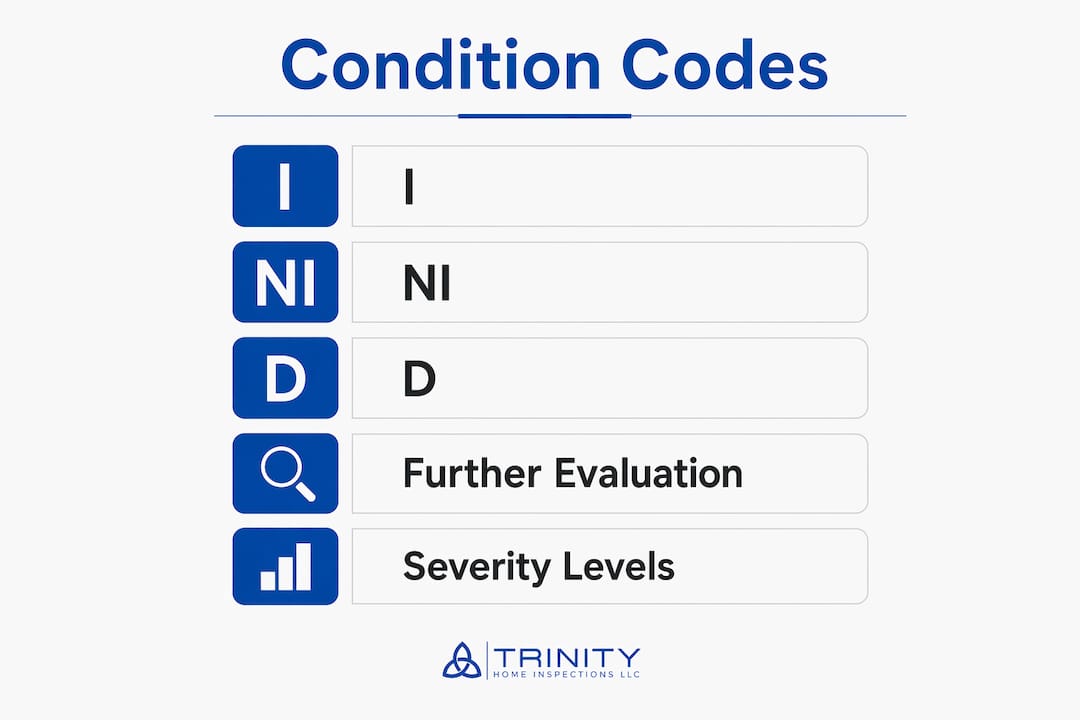 Infographic showing home inspection condition codes hierarchy