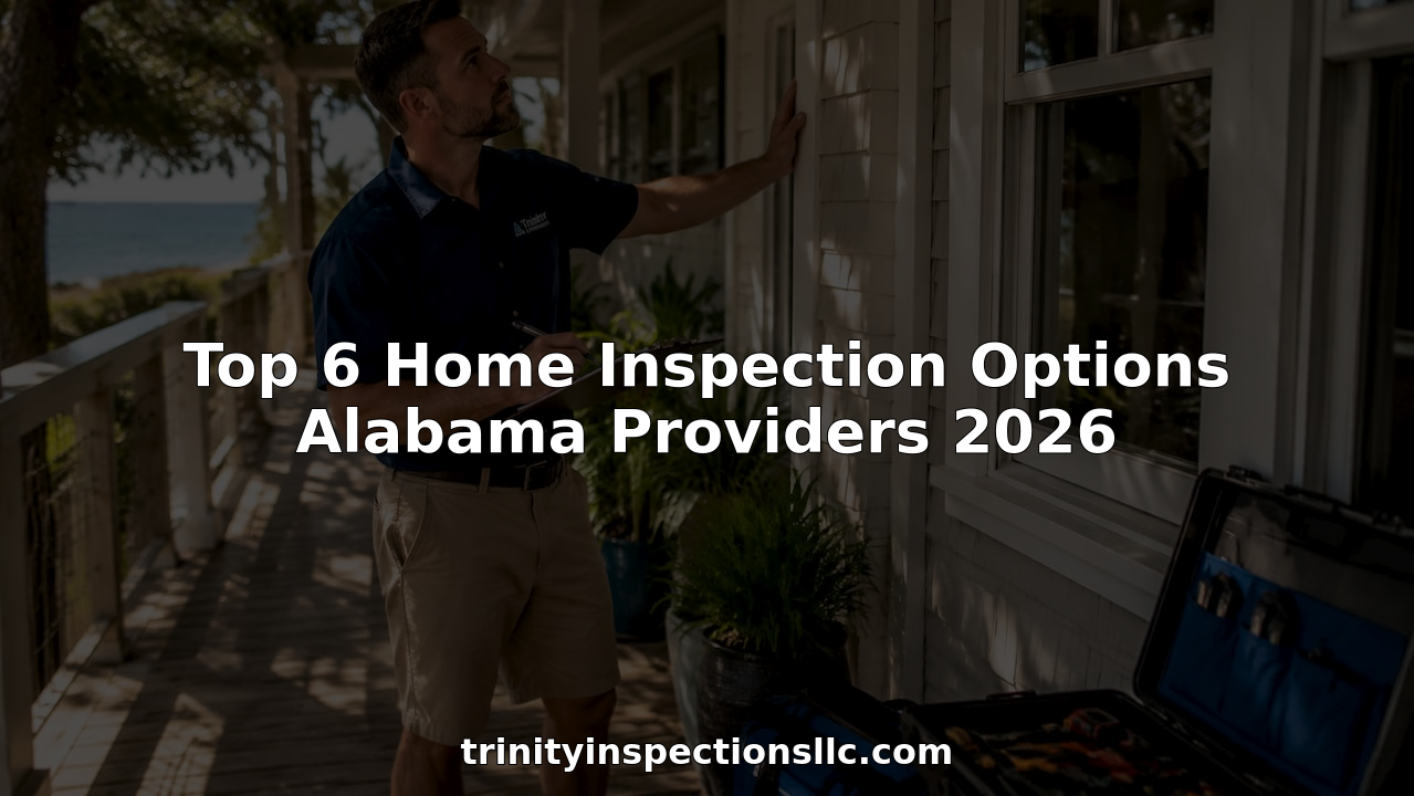 Home inspector examining exterior of Alabama Gulf Coast home
