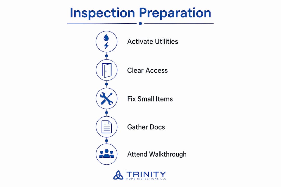 Infographic showing home inspection preparation steps