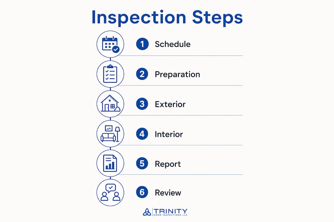 Infographic showing home inspection process steps