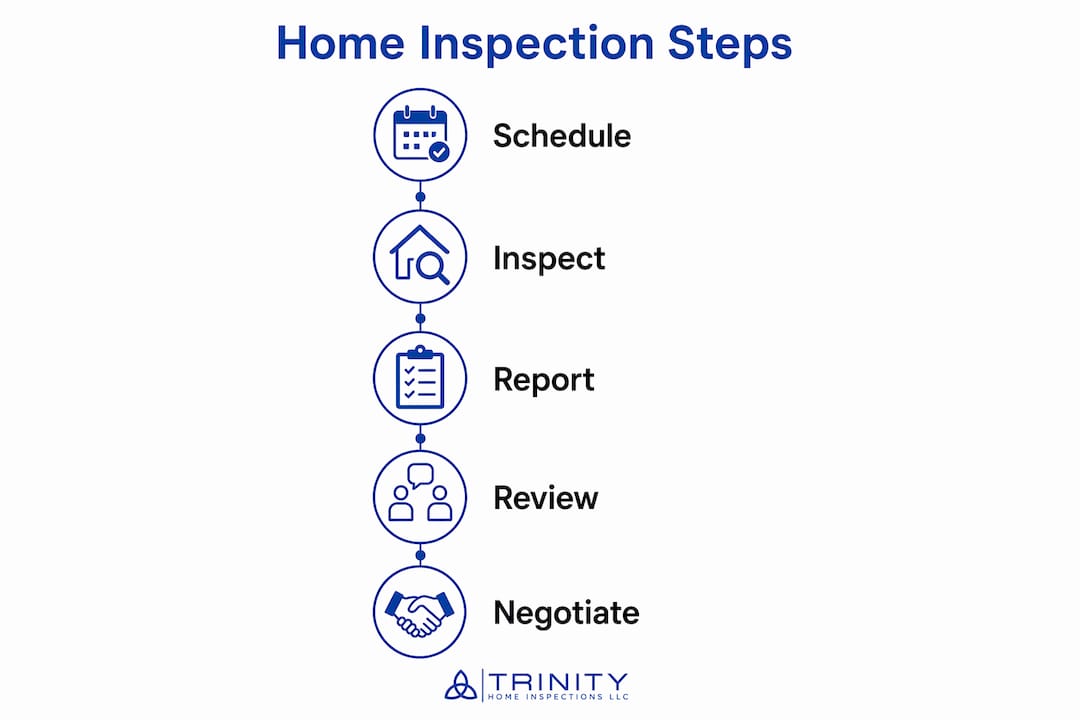 Infographic showing home inspection process steps