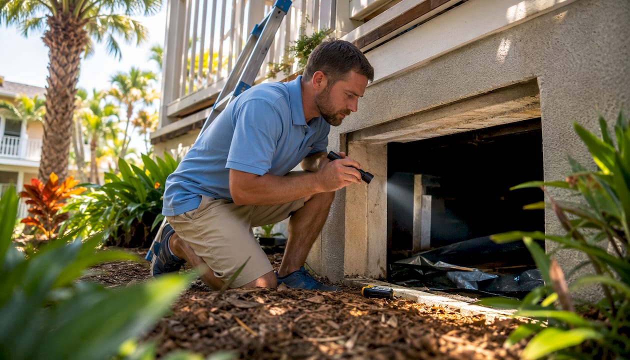 Home inspector conducting field training outdoors