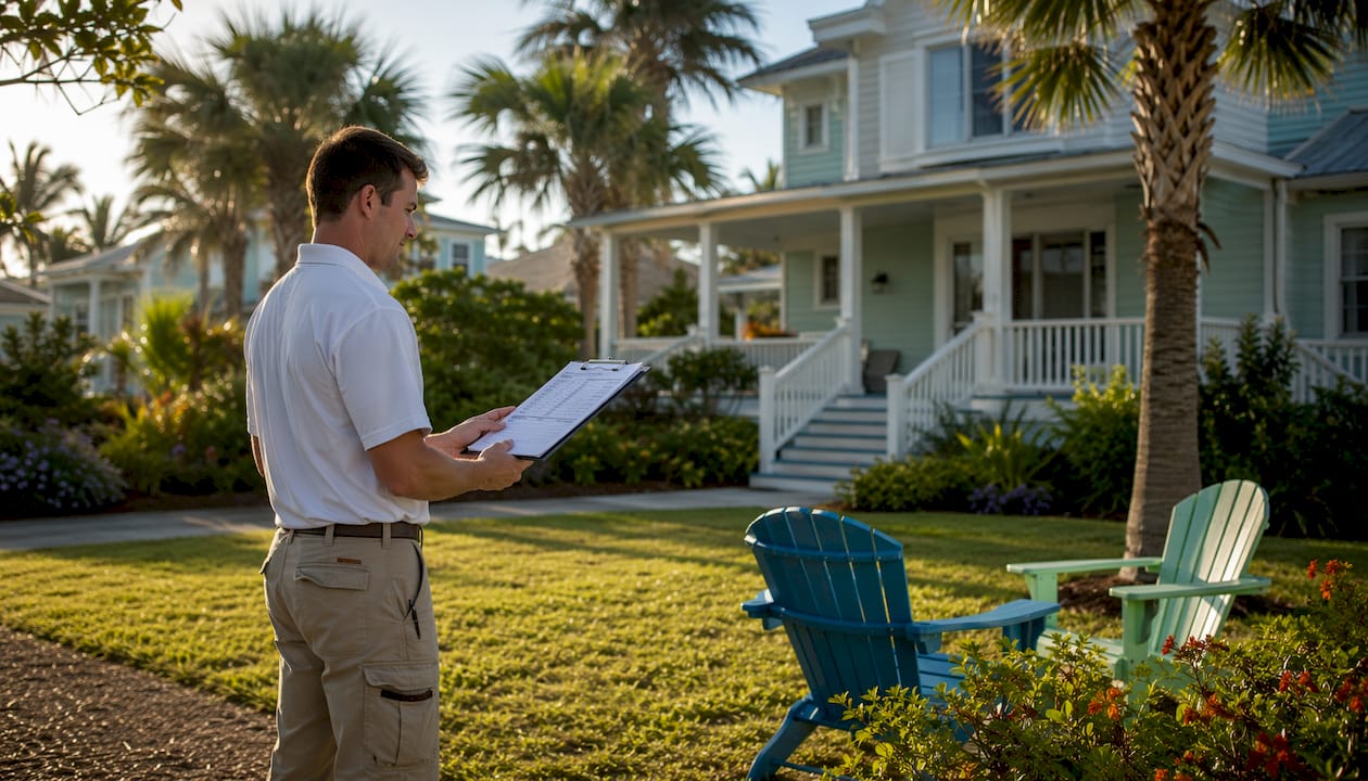 Trinity Home Inspections inspector outside Gulf Coast home
