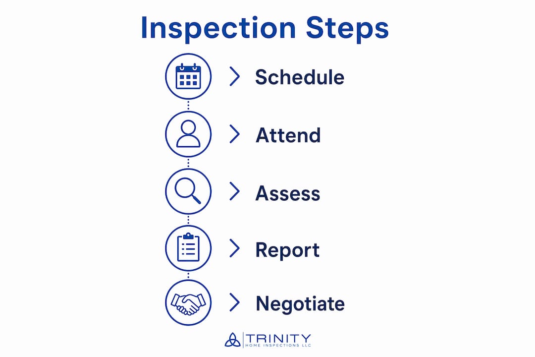 Infographic illustrating key home inspection steps