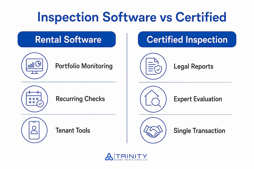 Infographic comparing rental inspection software and certified inspections