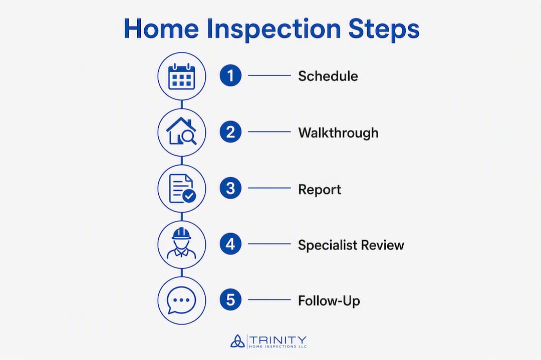 Infographic showing home inspection process steps