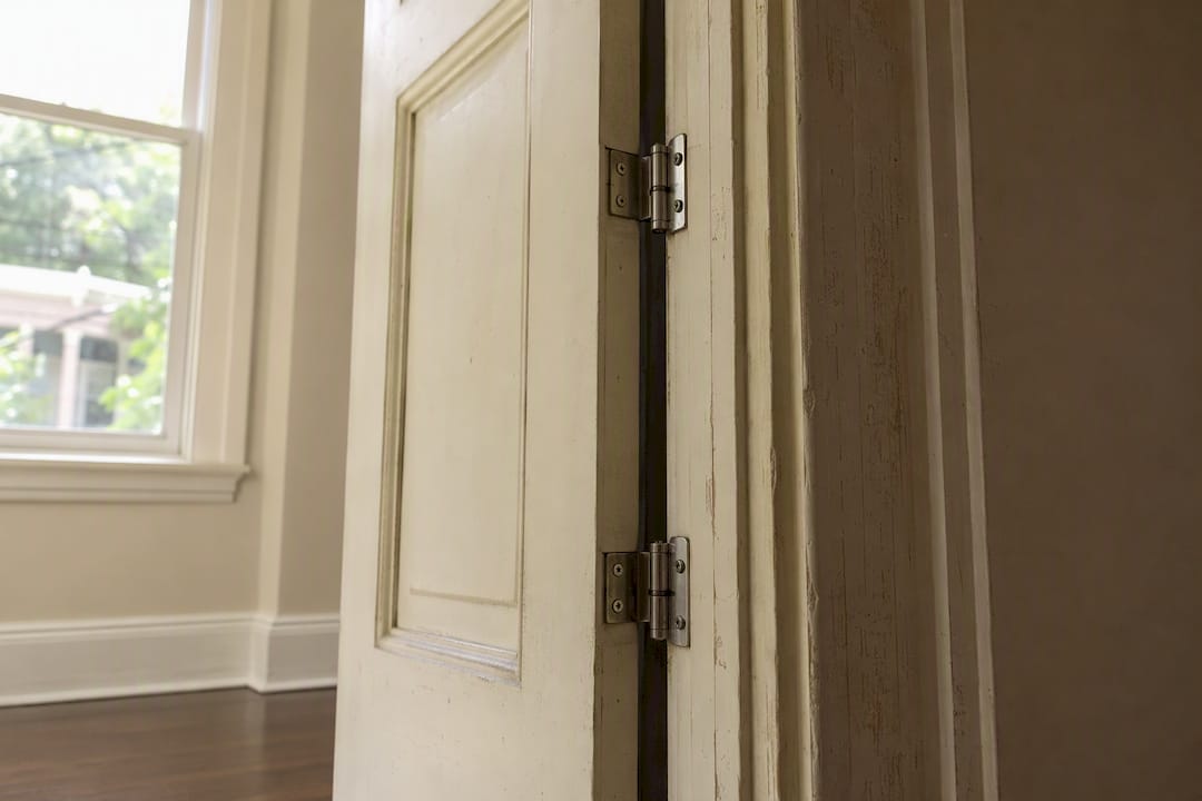 Self-closing door hinges on residential interior door