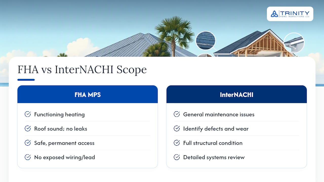 Diagram comparing FHA and InterNACHI inspection standards