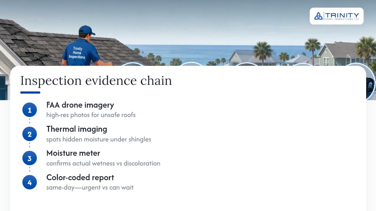 Roof inspection evidence and reporting process