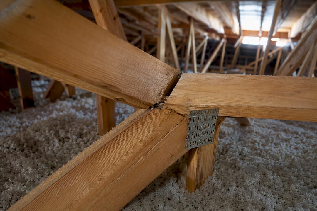 Rotated roof truss member showing changed alignment