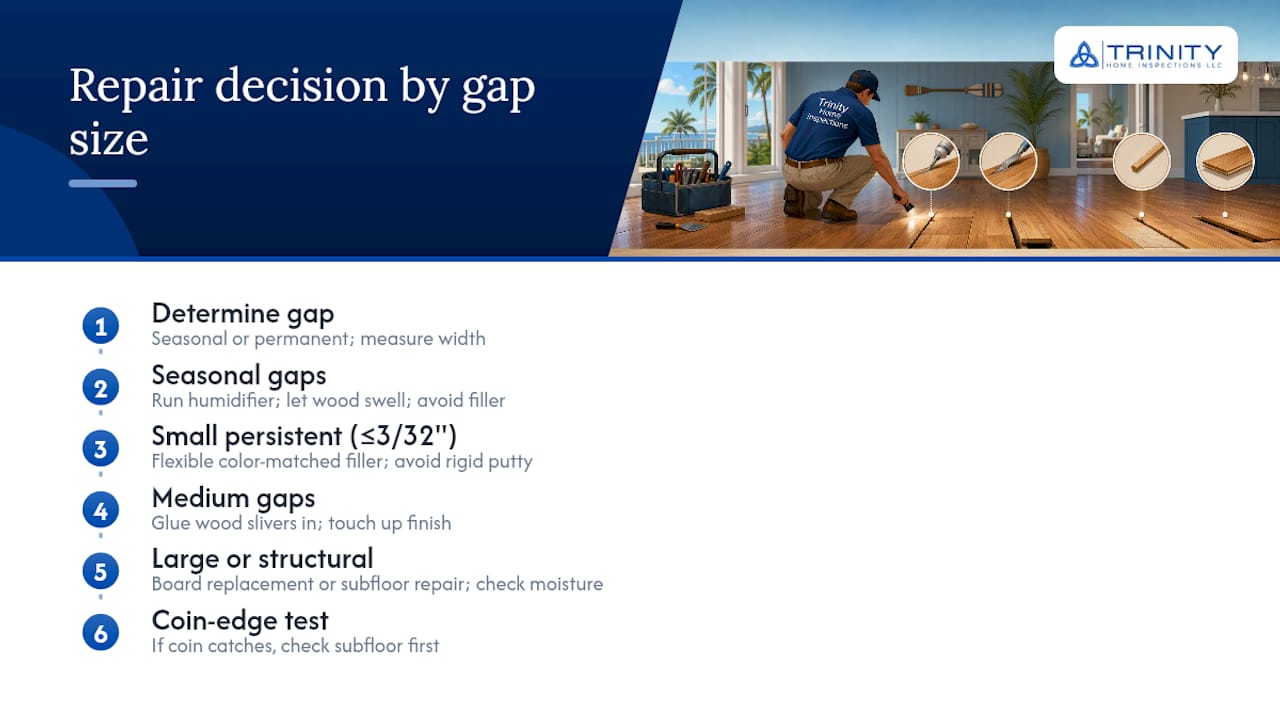 Hardwood floor gap repair decision guide