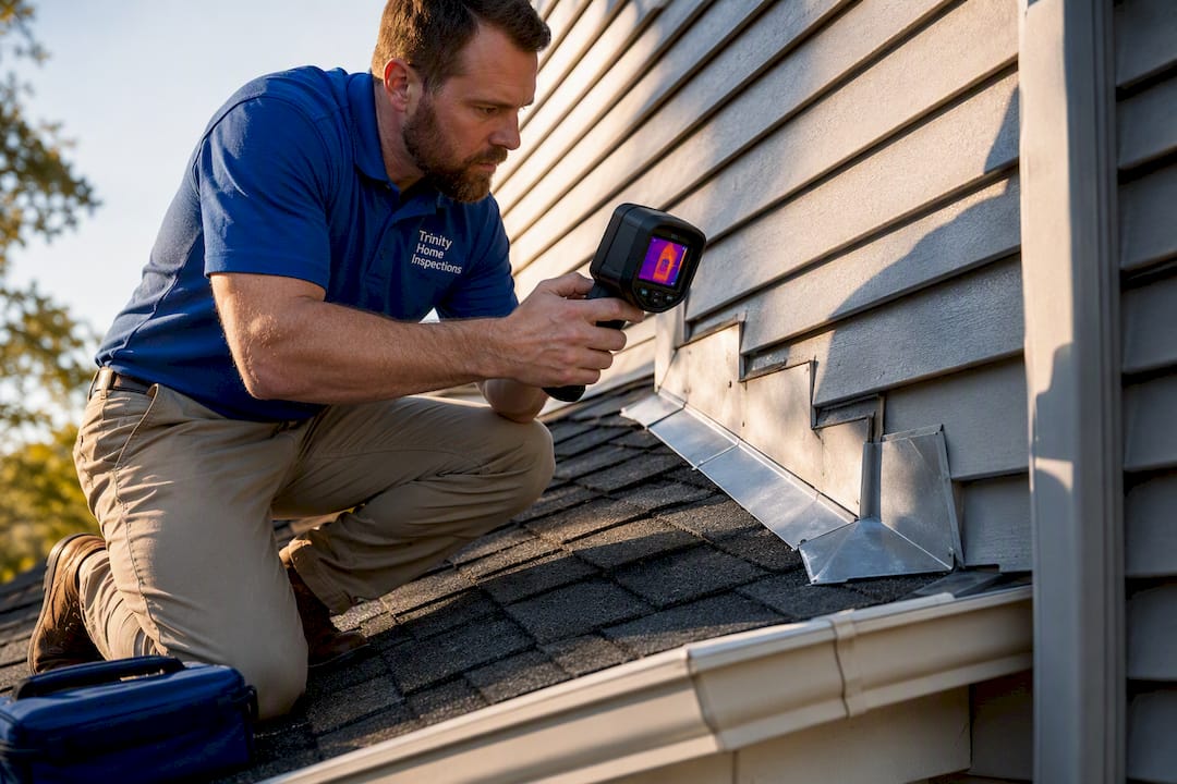 Inspector scanning Gulf Coast roof flashing
