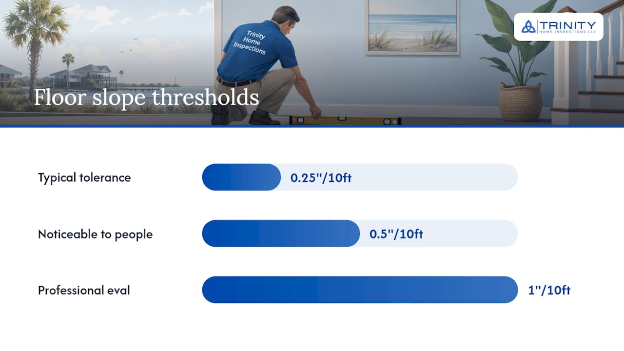 Floor slope thresholds per ten feet