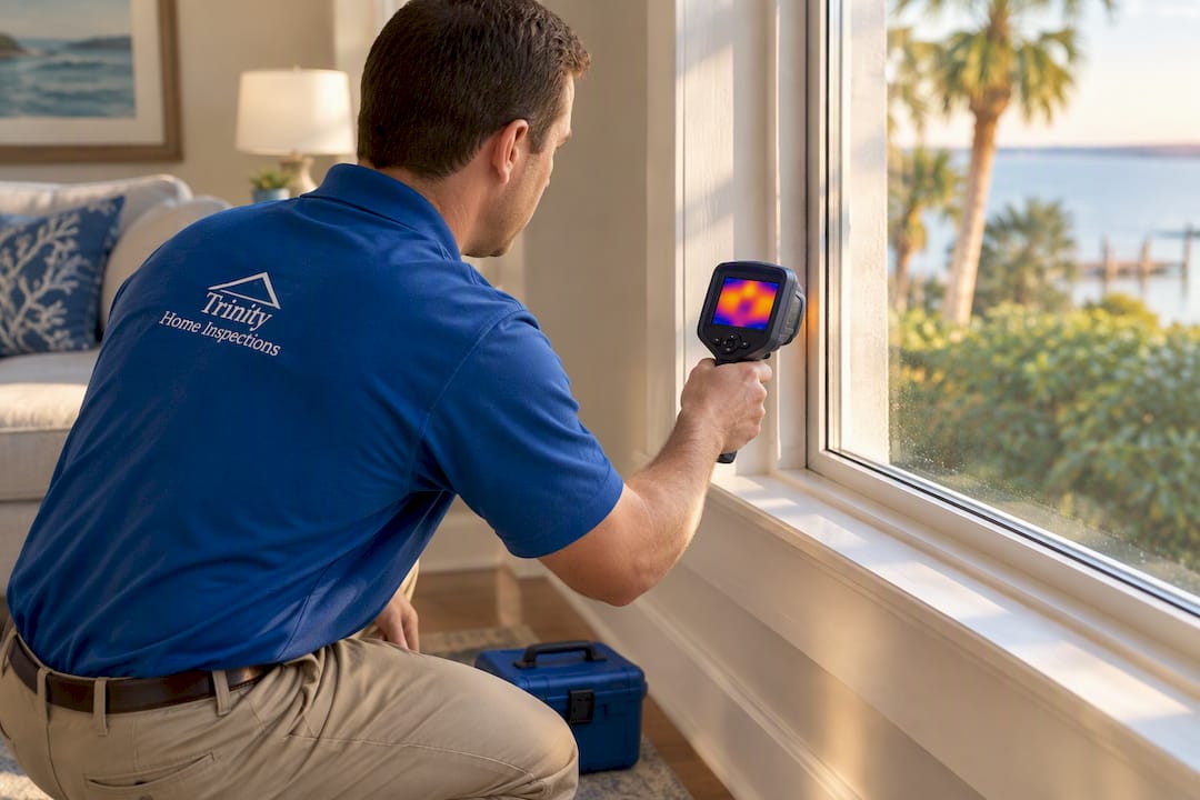 Inspector scanning window with thermal camera