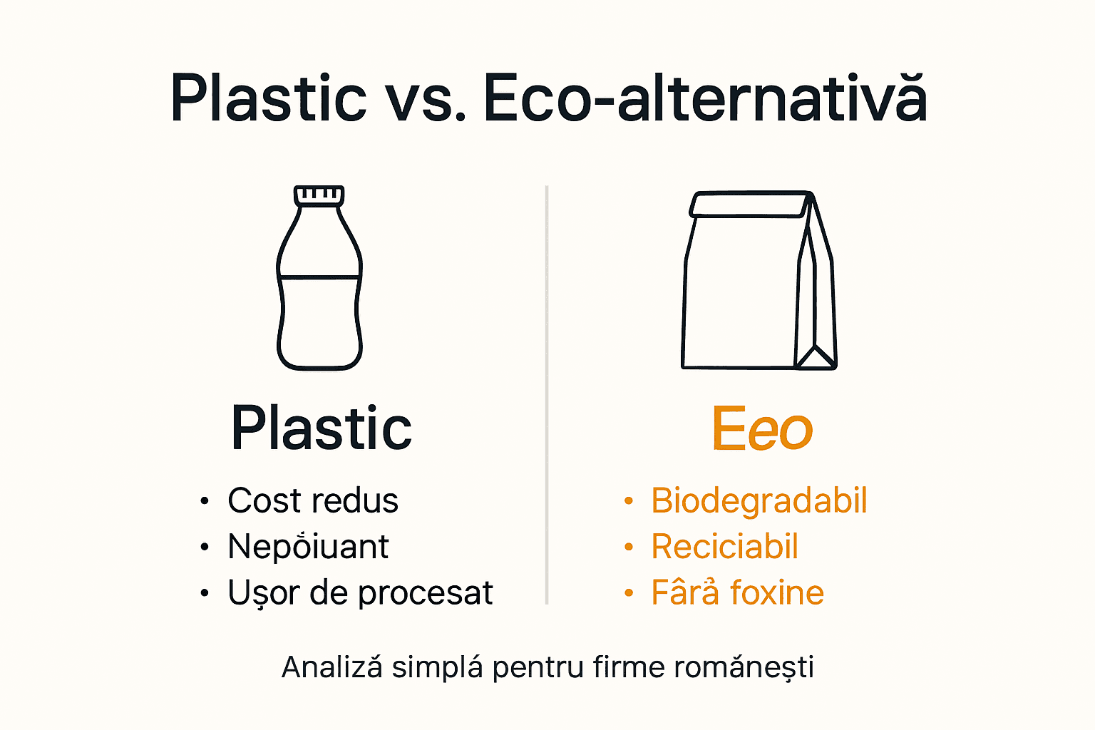 Infografic care prezintă diferențele dintre plastic și alternativele sale ecologice