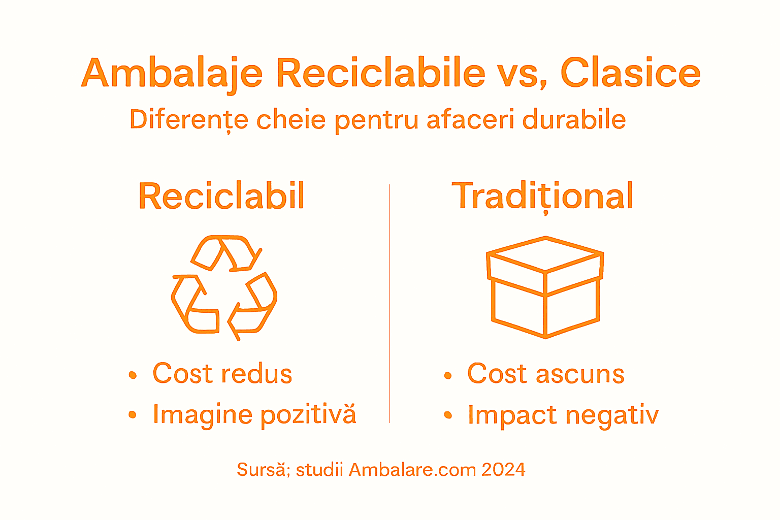 Infografic: diferențe esențiale între ambalajele reciclabile și cele convenționale