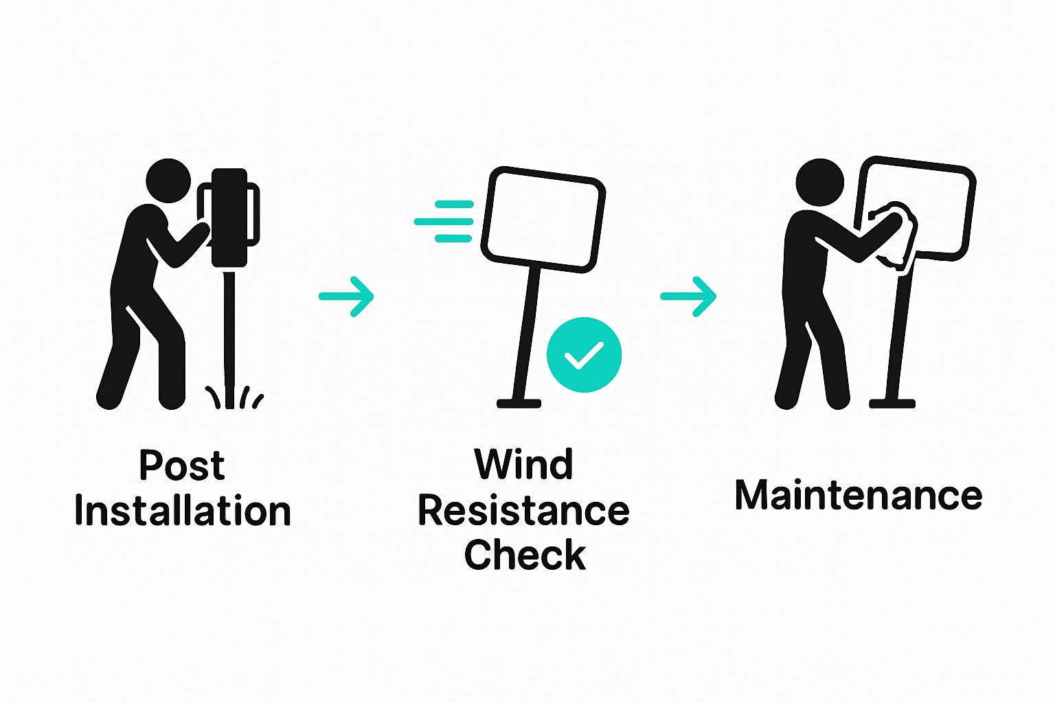 Infographic of real estate sign installation and maintenance steps