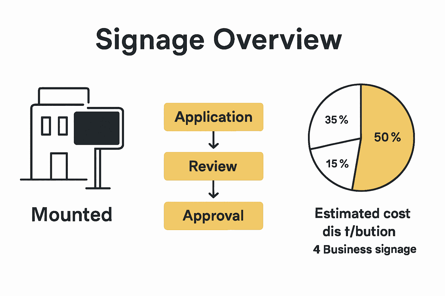 Infographic comparing sign types, permitting steps, and cost breakdown.