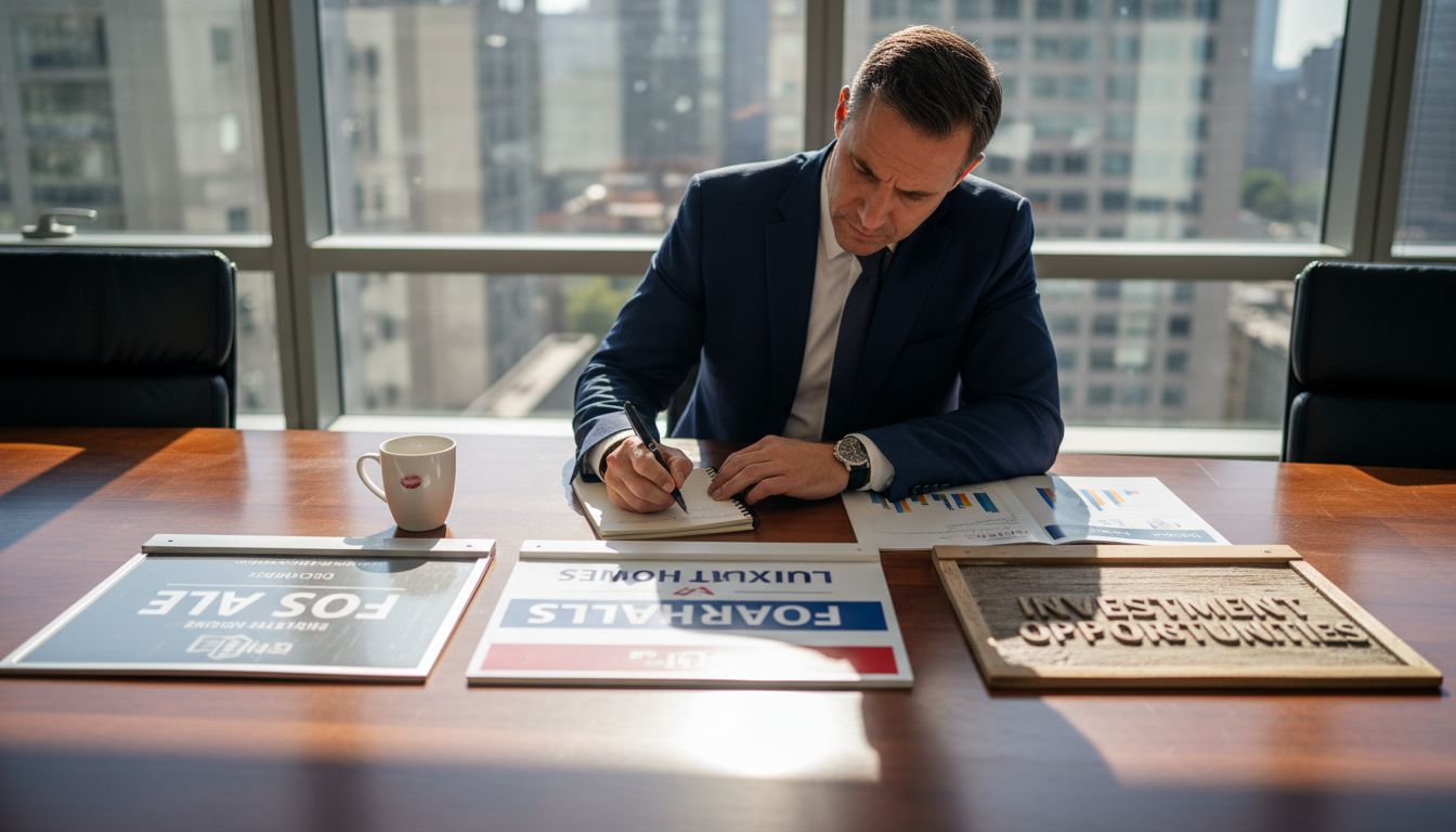 Different real estate sign materials displayed