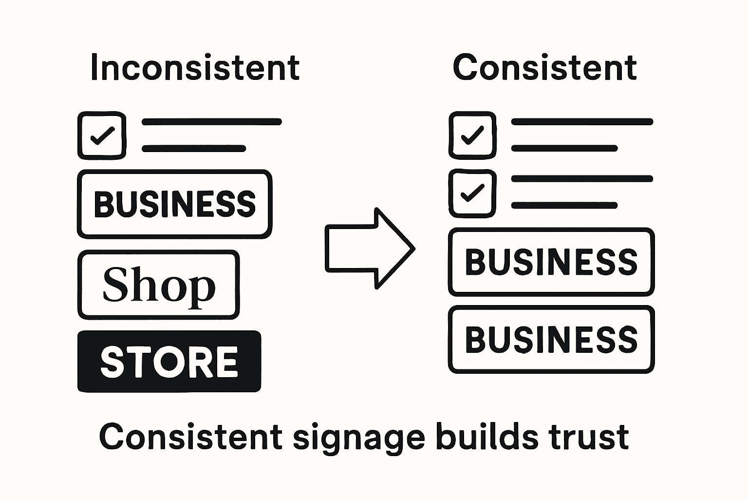 Consistent vs inconsistent signage branding infographic