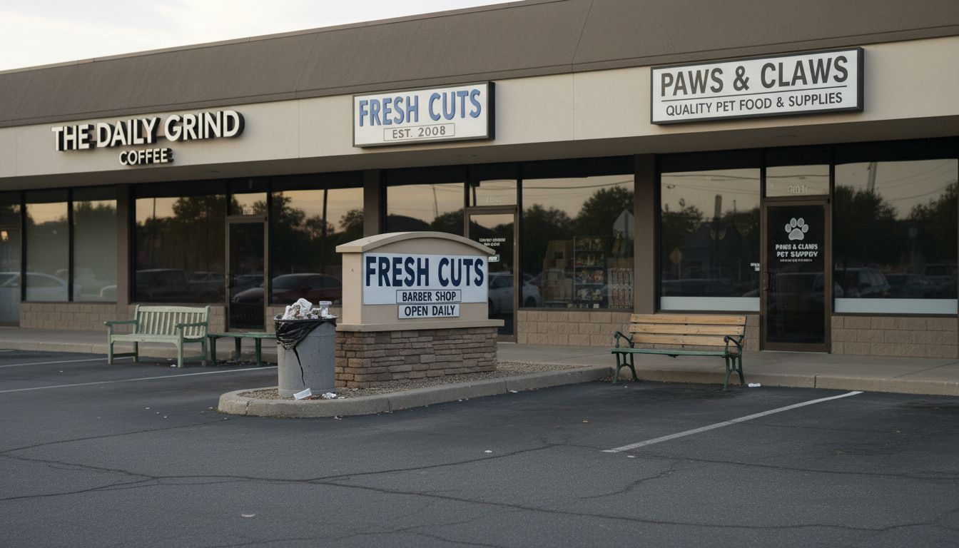 Three types of business signage displayed