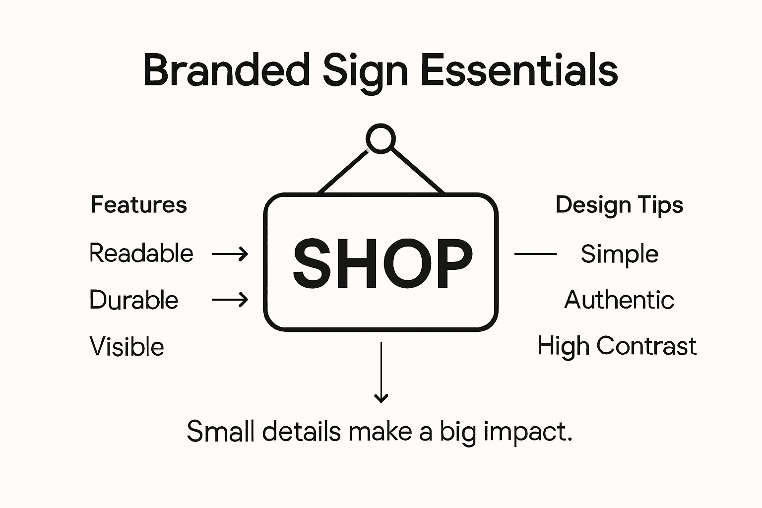 Infographic showing essentials for effective branded signs