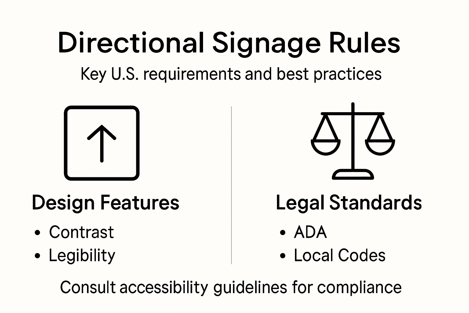 Infographic showing signage requirements and features