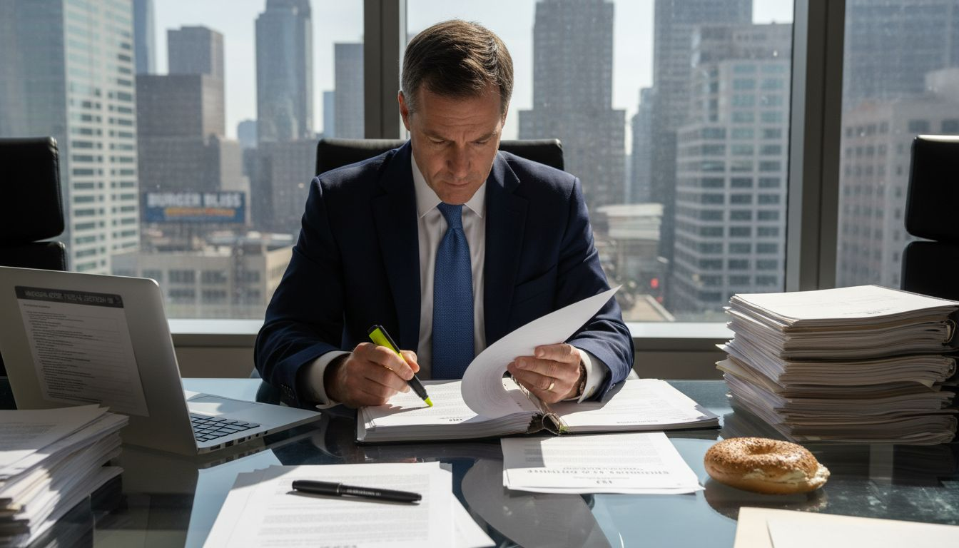 Lawyer reviews signage legal agreement