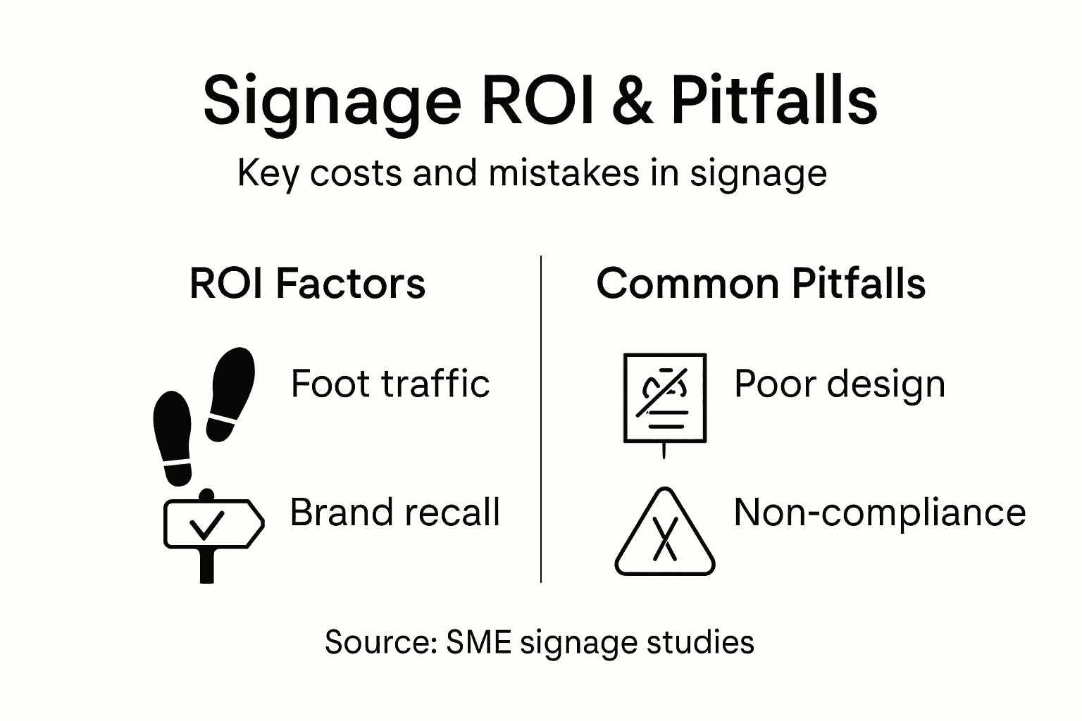 Infographic showing signage ROI and pitfalls overview