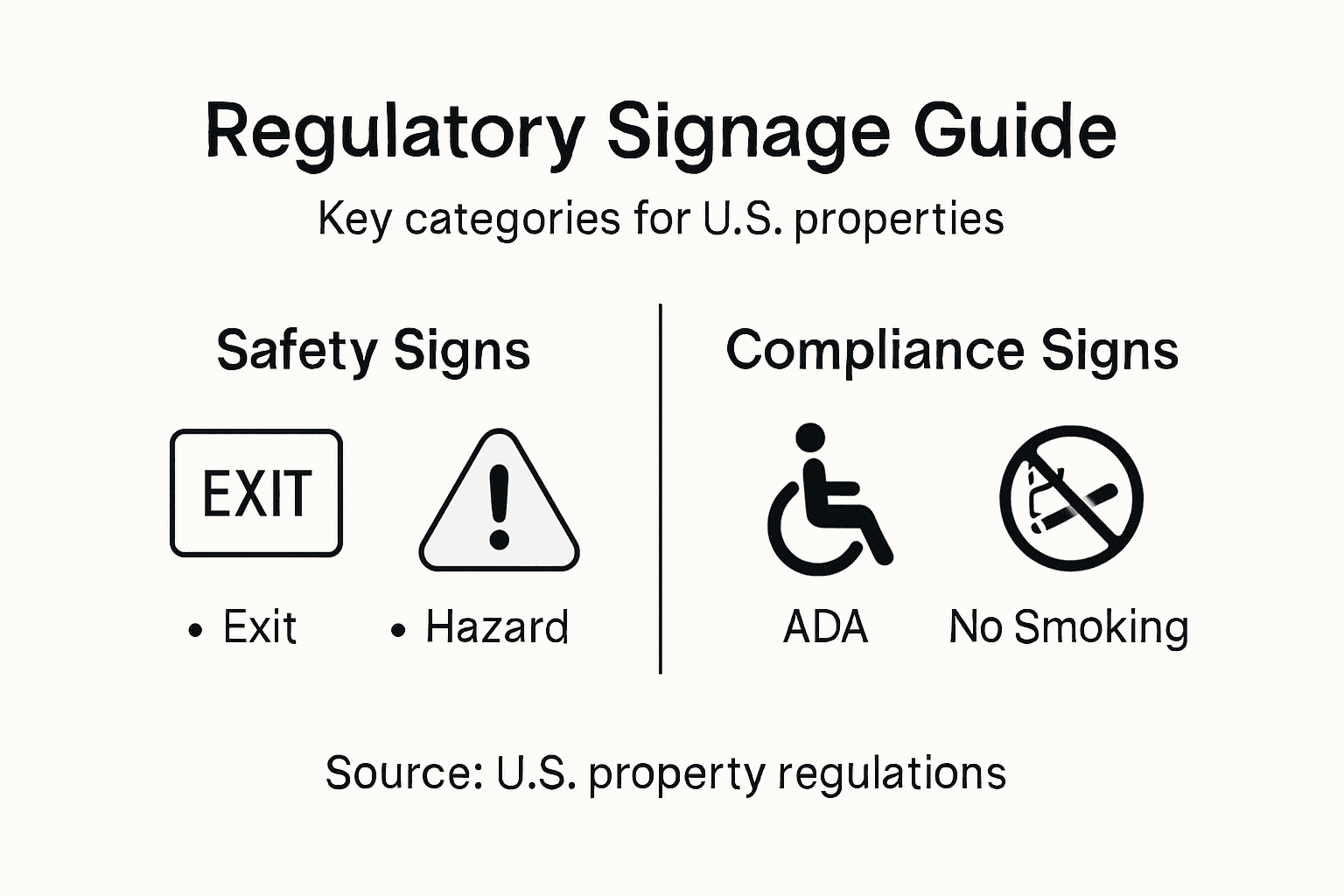 Infographic showing property signage categories