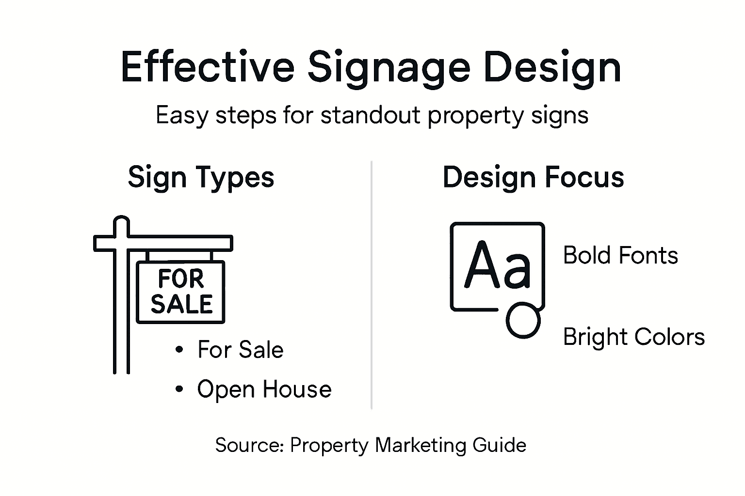 Infographic showing real estate sign design steps