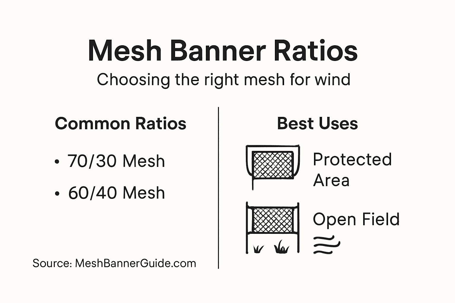 Infographic showing mesh ratios and locations