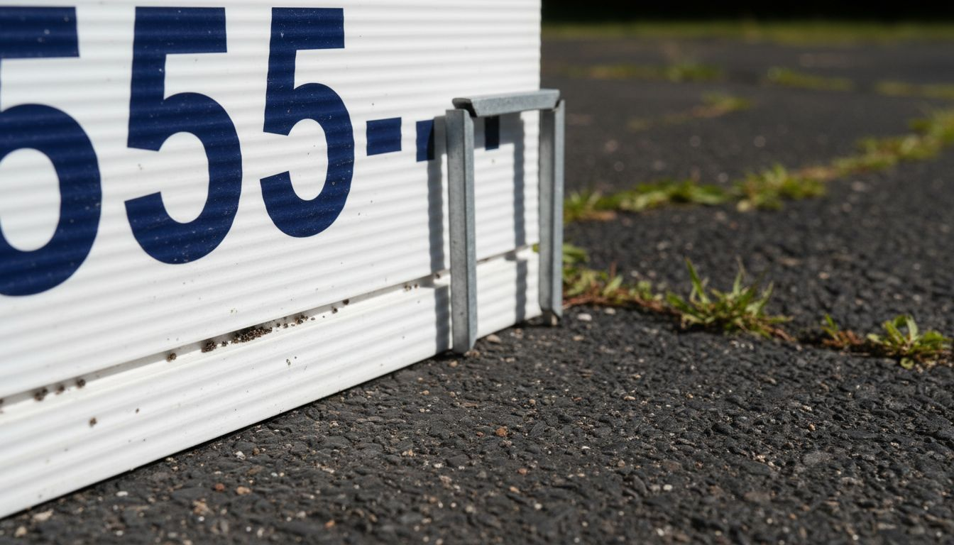 Close-up coroplast sign edge and stake
