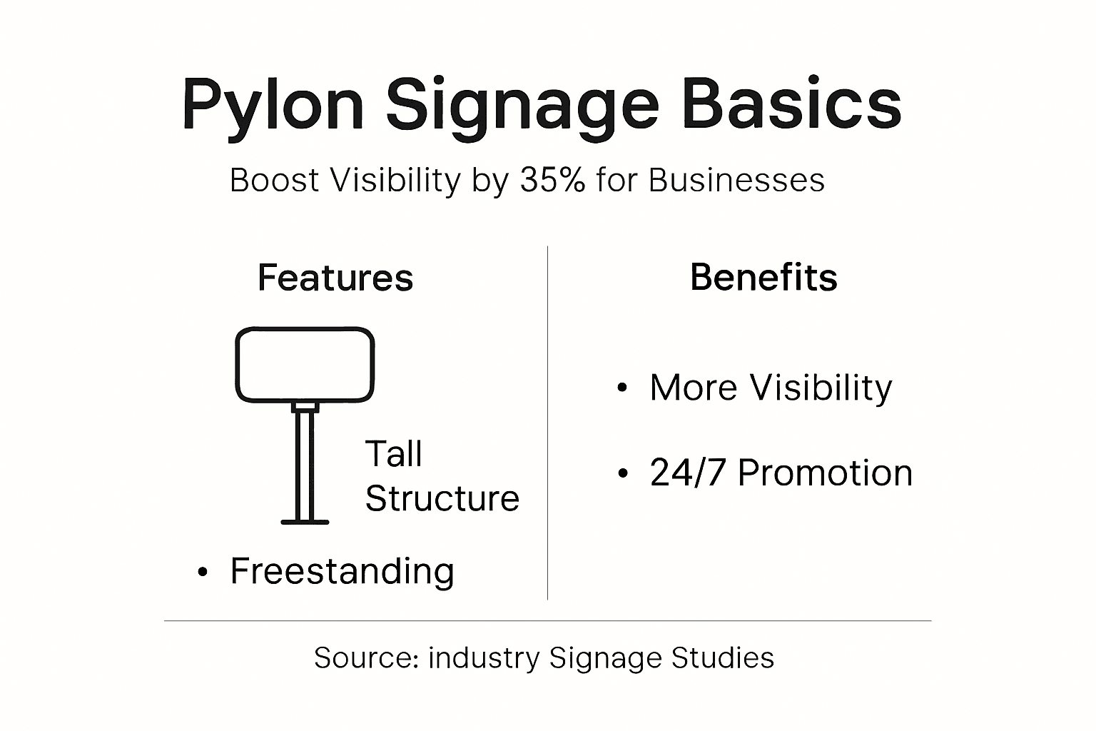 Infographic showing pylon signage features and benefits