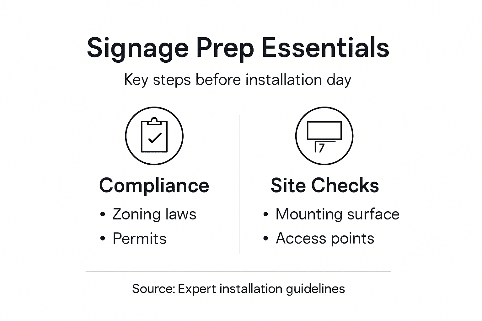 Infographic showing signage preparation and compliance checklist