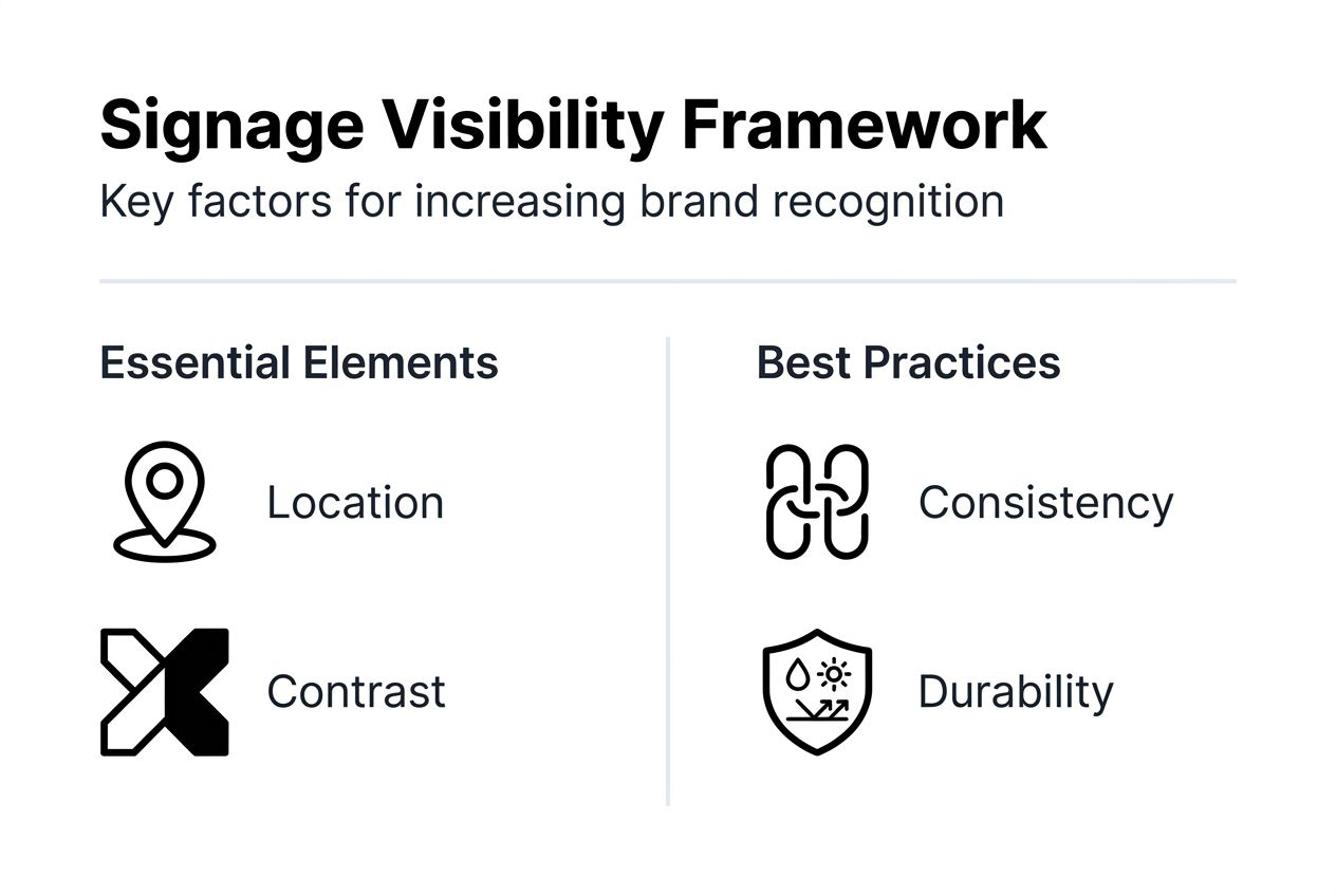 Infographic showing signage visibility framework summary