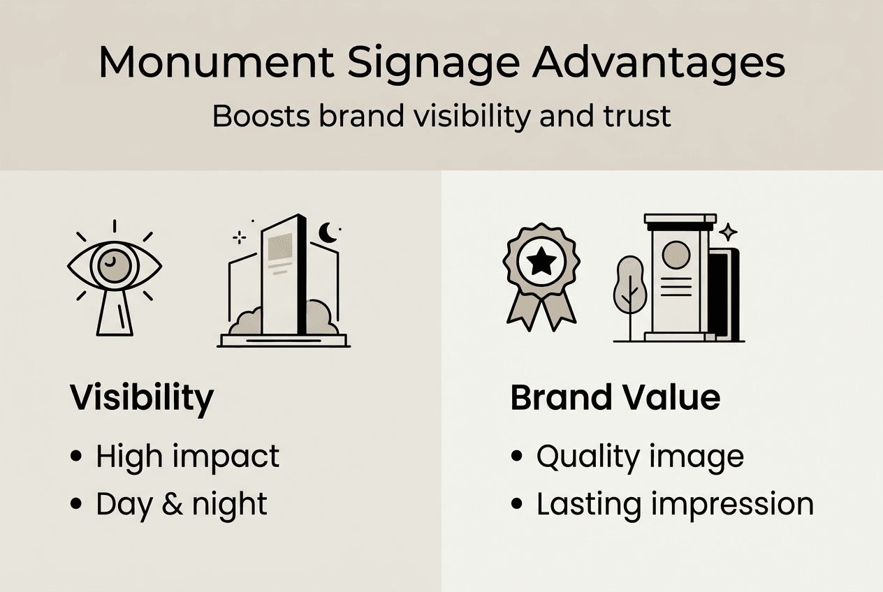 Infographic highlighting monument sign benefits